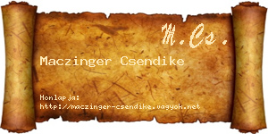Maczinger Csendike névjegykártya